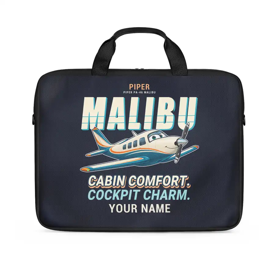 Piper PA-46 Malibu - Cartoon + Name - Laptop Bag