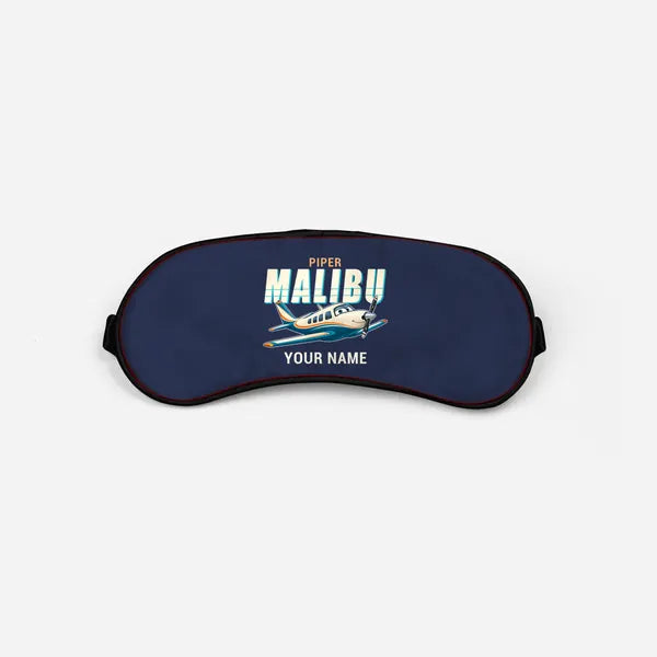 Piper PA-46 Malibu - Cartoon + Name - Sleep Mask - Navy Blue