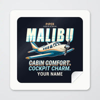 Thumbnail for Piper PA-46 Malibu - Cartoon + Name - Square Sticker - Peel