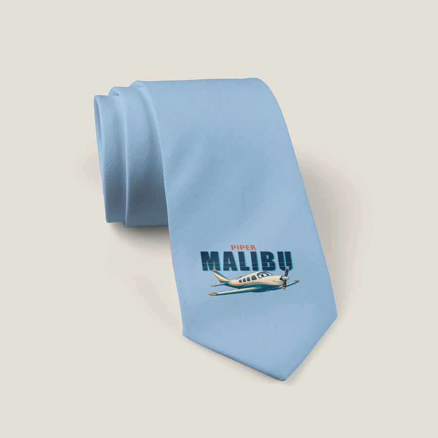 Piper PA-46 Malibu - Cartoon - Tie - Light Blue