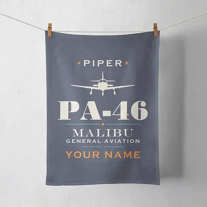 Piper PA-46 Malibu - Heritage + Name - Towel - Navy Blue