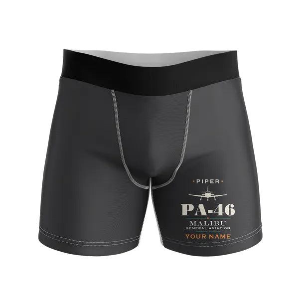 Piper PA-46 Malibu - Men Boxers - Heritage + Name - Black