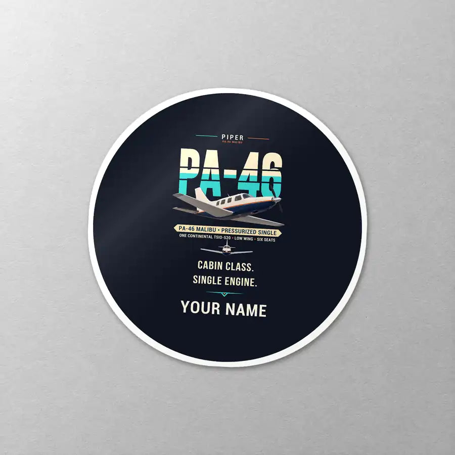 Piper PA-46 Malibu - Original + Name - Circle Sticker - Close-up