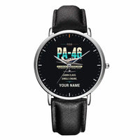 Thumbnail for Piper PA-46 Malibu - Original + Name - Slim Leather - Silver and Black Leather Strap