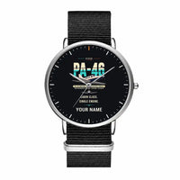 Thumbnail for Piper PA-46 Malibu - Original + Name - Slim Leather - Silver and Black Nylon Strap