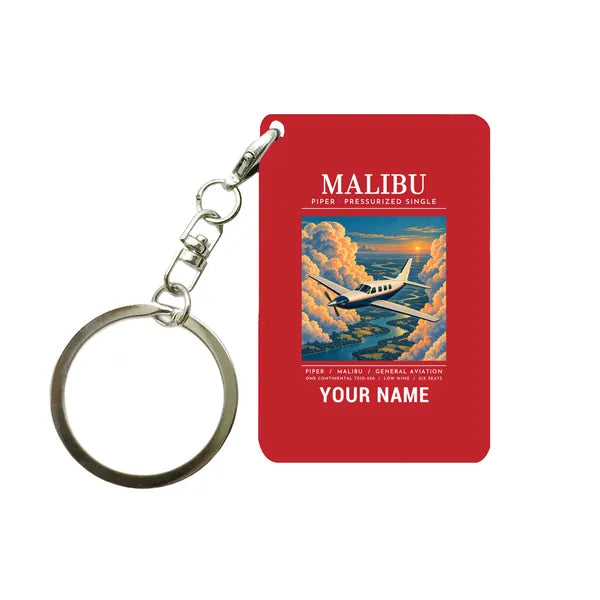Piper PA-46 Malibu - Poster + Name - Key Chain - Red