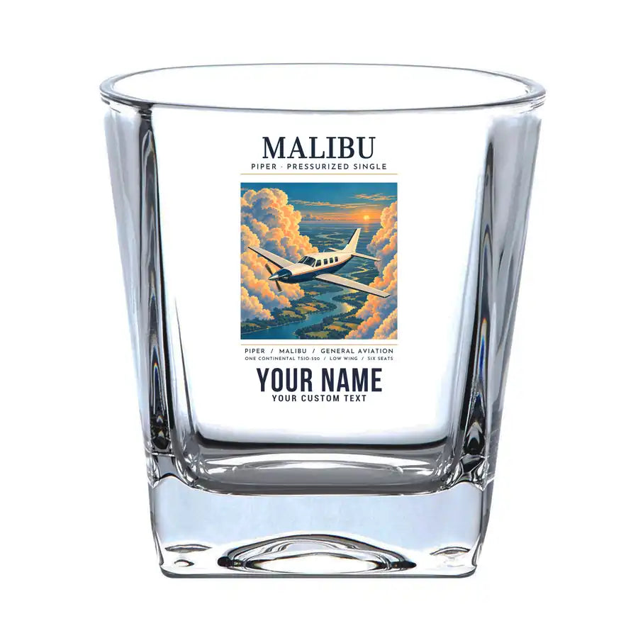 Piper PA-46 Malibu - Poster + Name - Whiskey Glass