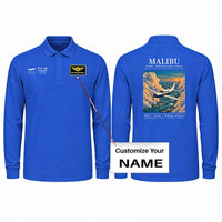 Thumbnail for Piper PA-46 Malibu Premium Polo T-Shirts - Poster + Name - Long Sleeve - Blue
