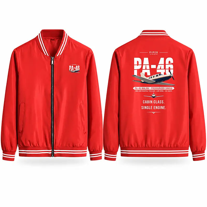Piper PA-46 Malibu Stylish Jackets - Baseball Collar - Original - Red
