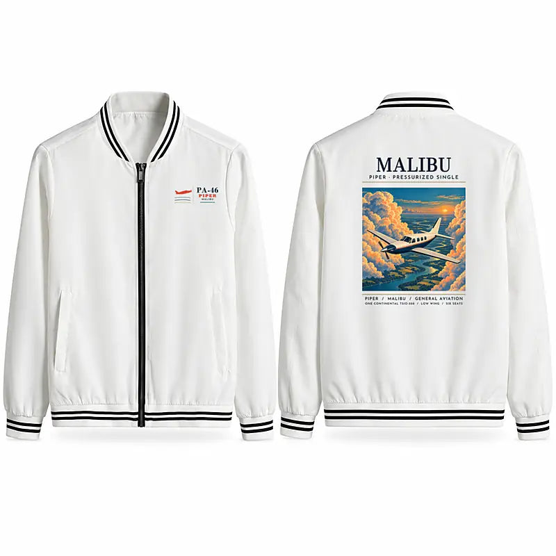 Piper PA-46 Malibu Stylish Jackets - Baseball Collar - Poster - White