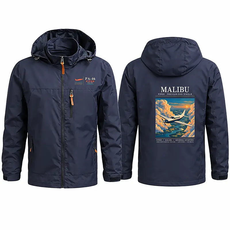 Piper PA-46 Malibu Stylish Jackets - Hooded Windbreaker - Poster - Navy Blue