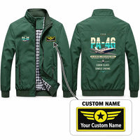 Thumbnail for Piper PA-46 Malibu Stylish Jackets - Stand Collar - Original + Name - Green