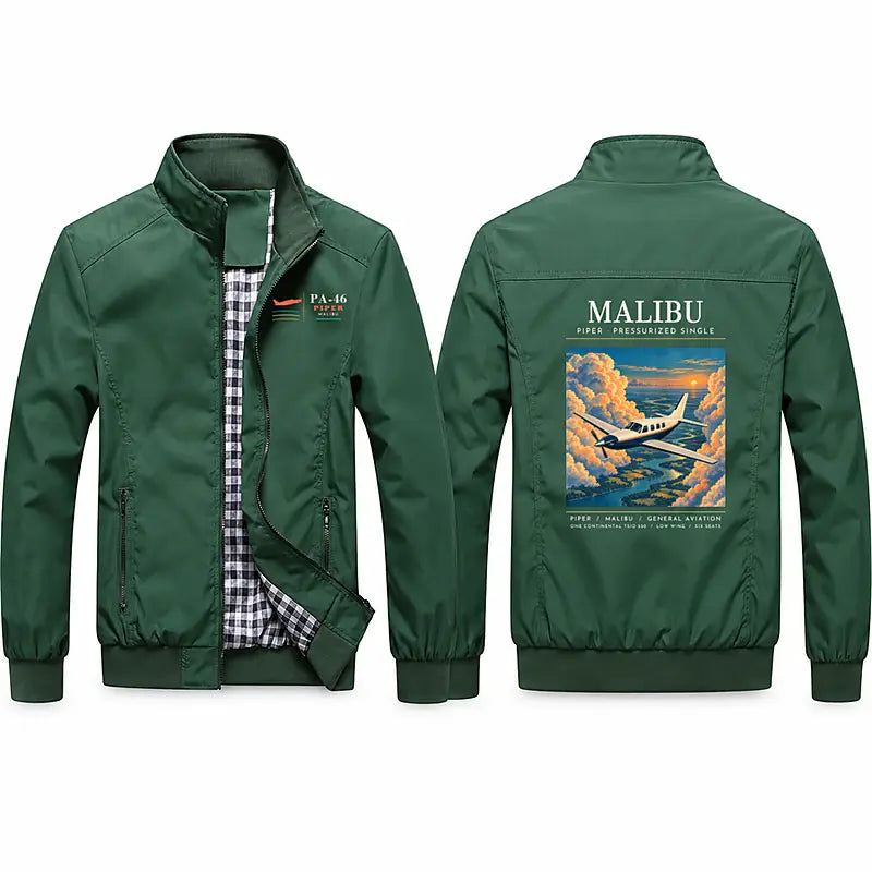 Piper PA-46 Malibu Stylish Jackets - Stand Collar - Poster - Green