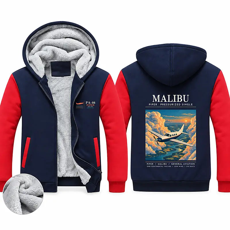Piper PA-46 Malibu Zipped Sweatshirts - Poster - Navy & Red
