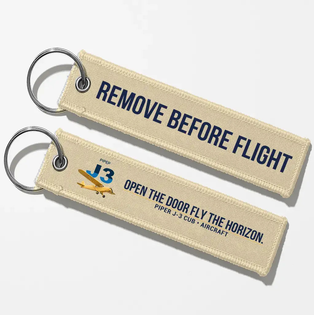 Piper J-3 Cub Aviator Key Chains - Beige - Remove Before Flight