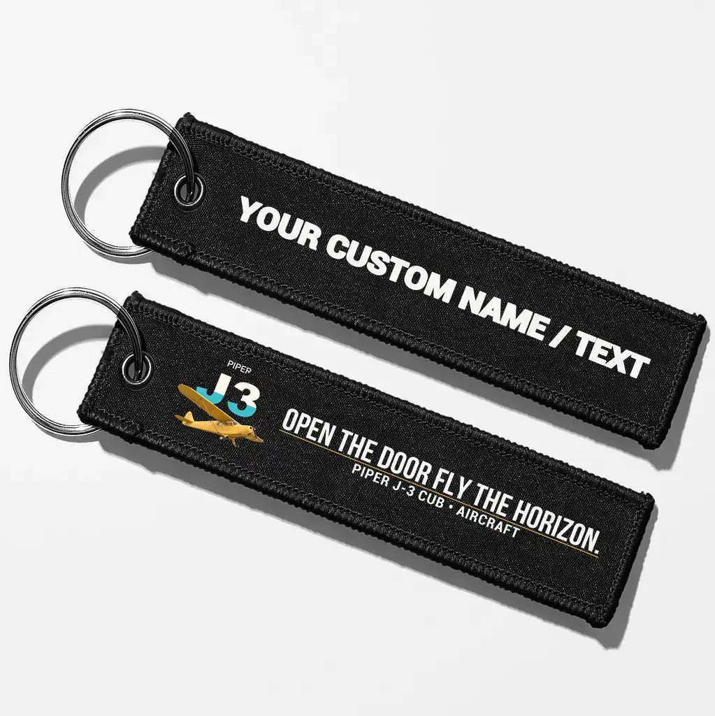 Piper J-3 Cub Aviator Key Chains - Black - Personalized