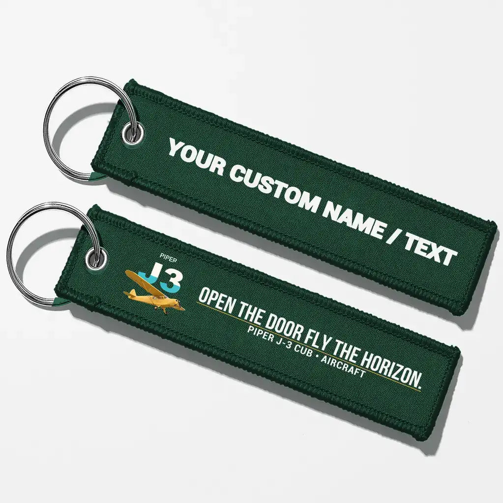 Piper J-3 Cub Aviator Key Chains - Dark Green - Personalized