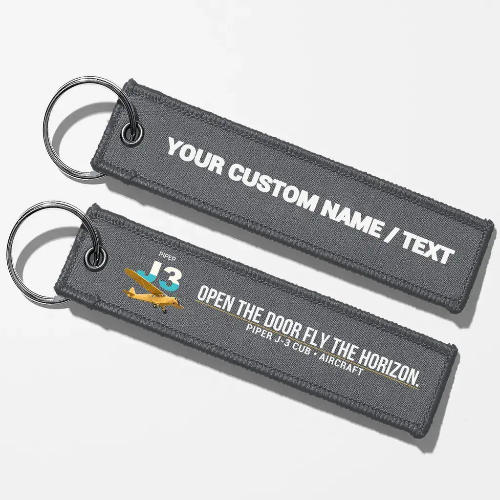 Piper J-3 Cub Aviator Key Chains - Gray - Personalized