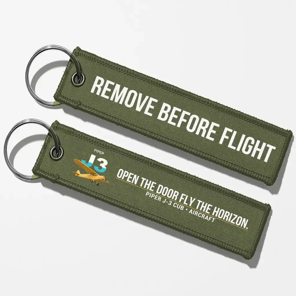 Piper J-3 Cub Aviator Key Chains - Green Army - Remove Before Flight