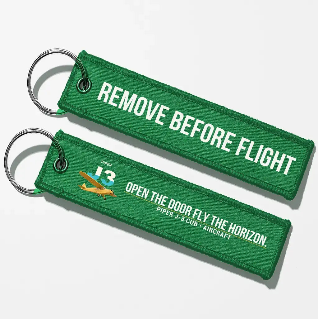 Piper J-3 Cub Aviator Key Chains - Green - Remove Before Flight