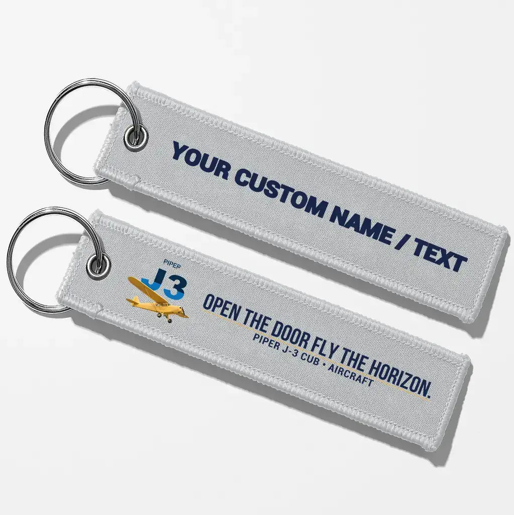 Piper J-3 Cub Aviator Key Chains - Light Gray - Personalized