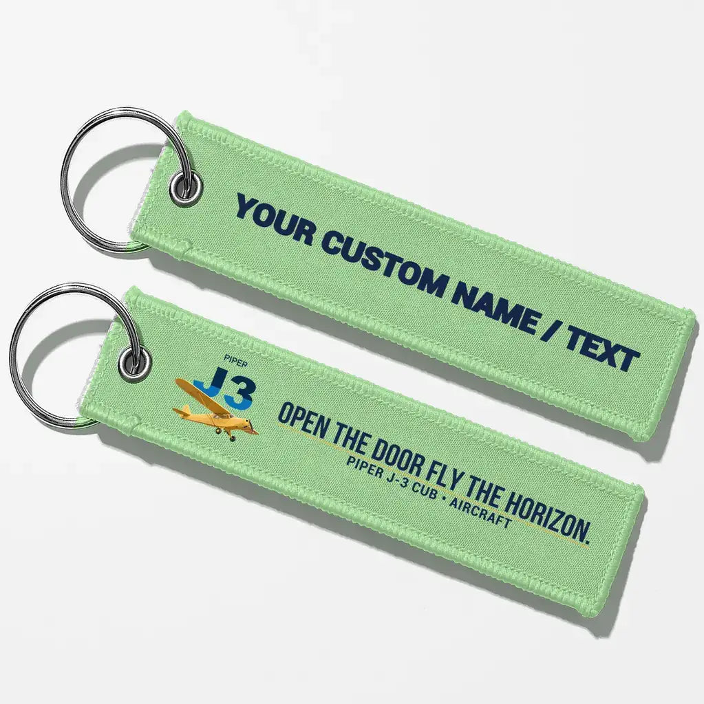 Piper J-3 Cub Aviator Key Chains - Light Green - Personalized