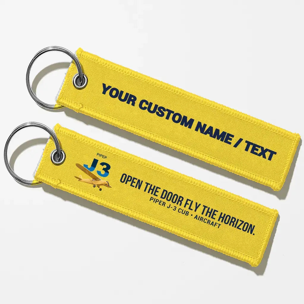 Piper J-3 Cub Aviator Key Chains - Yellow - Personalized