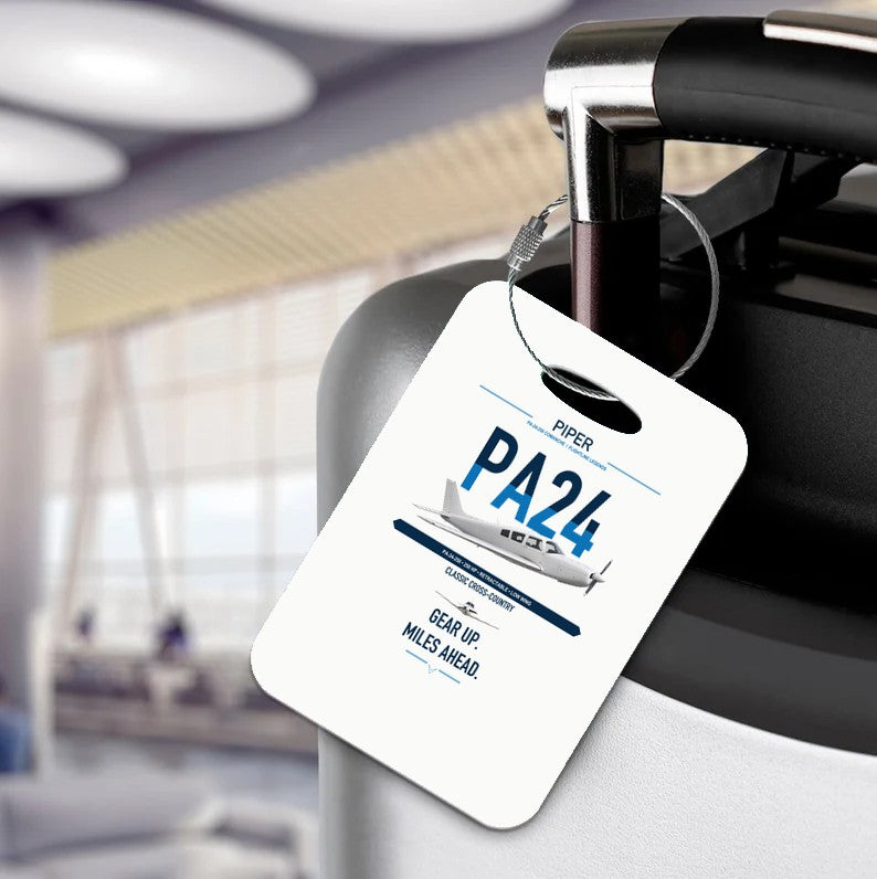 Piper PA-24-250 Comanche 250 design on white acrylic luggage tags, double-side print
