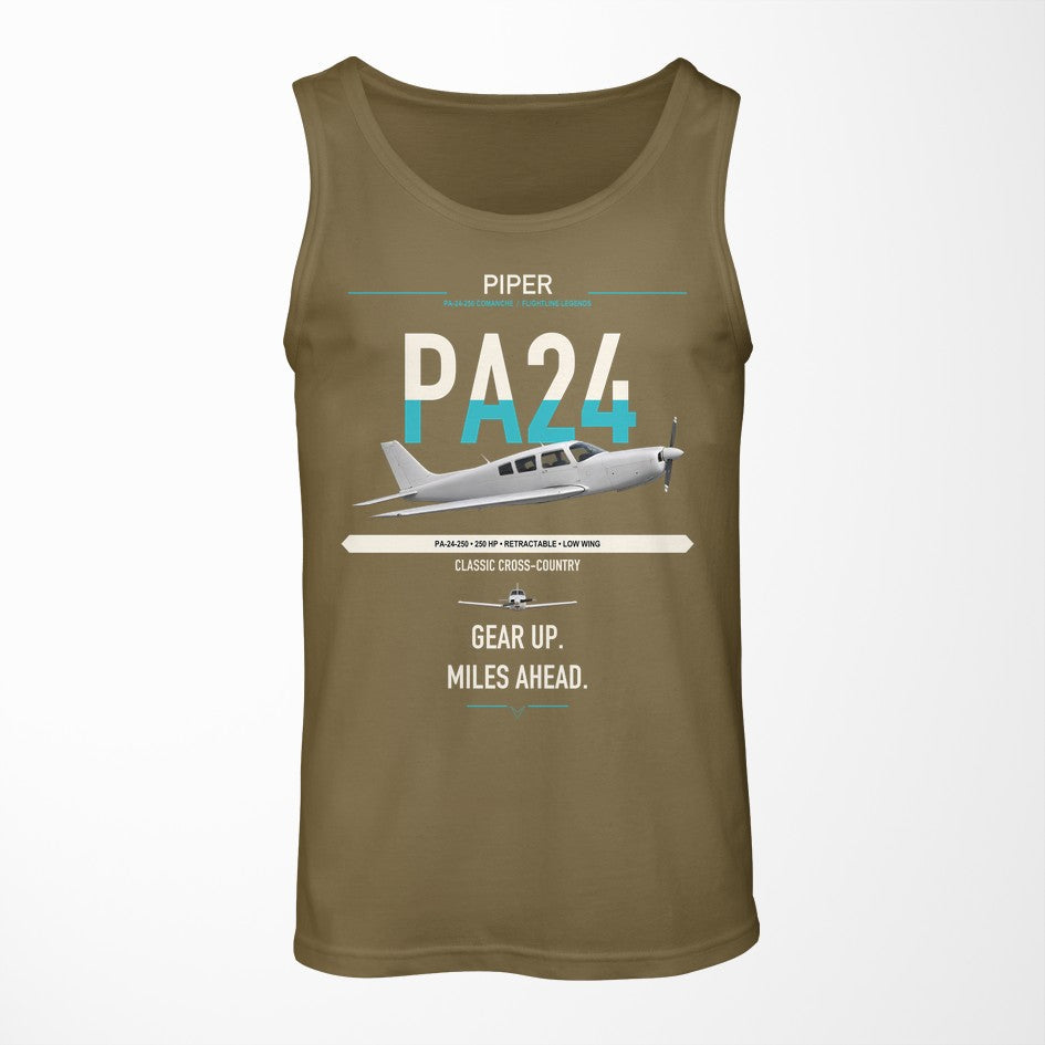 Piper PA-24-250 Comanche 250 design on green army tank top