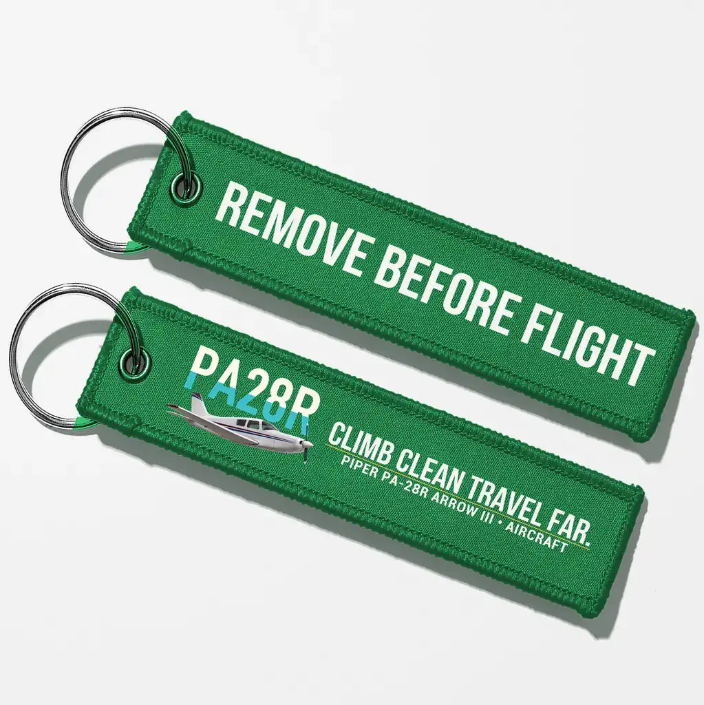 Piper PA-28R Arrow III Aviator Key Chains - Green - Remove Before Flight