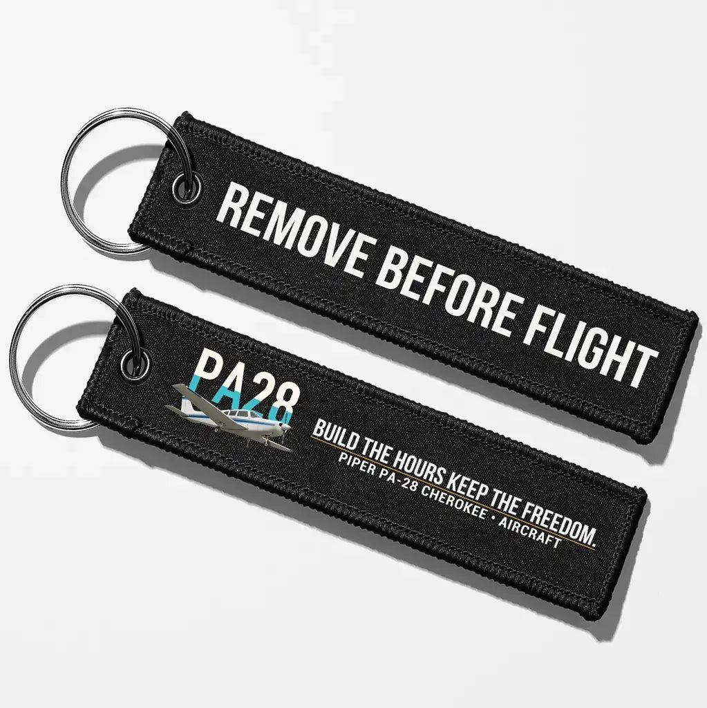 Piper PA-28 Cherokee Aviator Key Chains - Black - Remove Before Flight