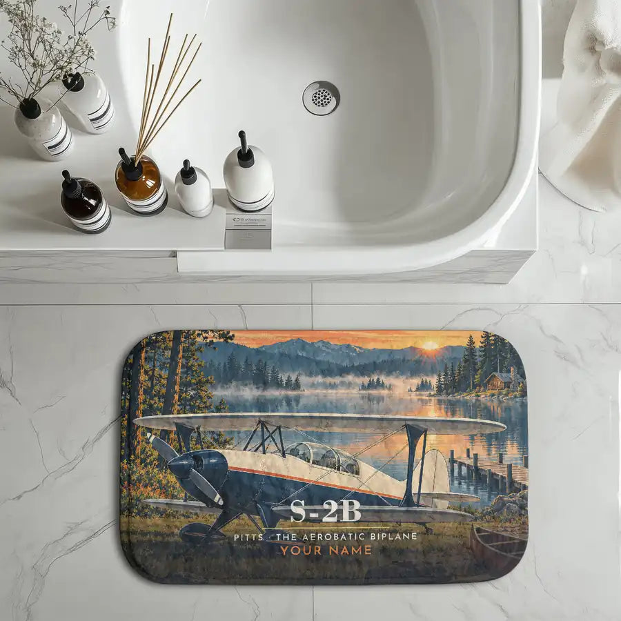 Pitts S-2B - 3D + Name - Bath Mat