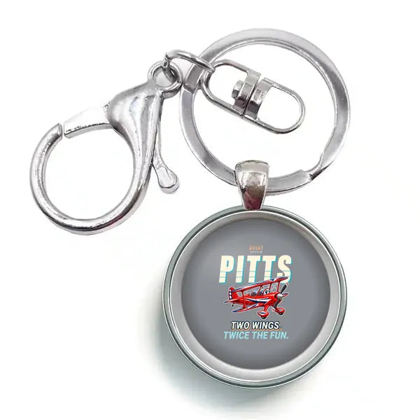 Pitts S-2B - Cartoon - Circle Key Chain - Gray