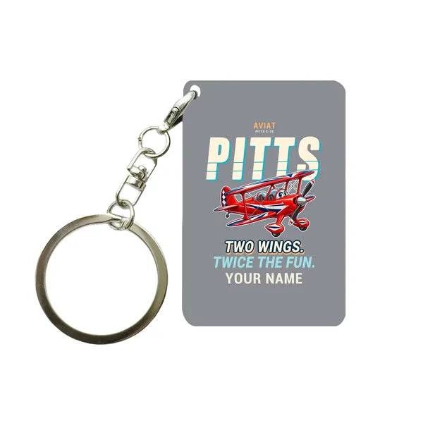 Pitts S-2B - Cartoon + Name - Key Chain - Gray