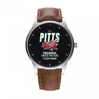Thumbnail for Pitts S-2B - Cartoon + Name - Leather Strap - Brown Leather Strap