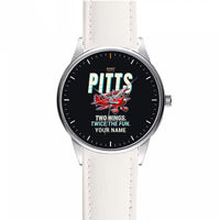 Thumbnail for Pitts S-2B - Cartoon + Name - Leather Strap - White Leather Strap