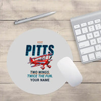 Thumbnail for Pitts S-2B - Cartoon + Name - Round Mouse Pad - Light Gray