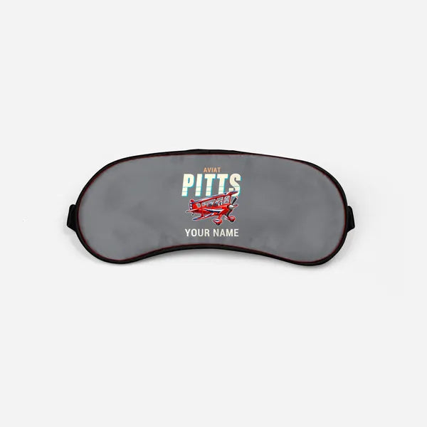 Pitts S-2B - Cartoon + Name - Sleep Mask - Gray