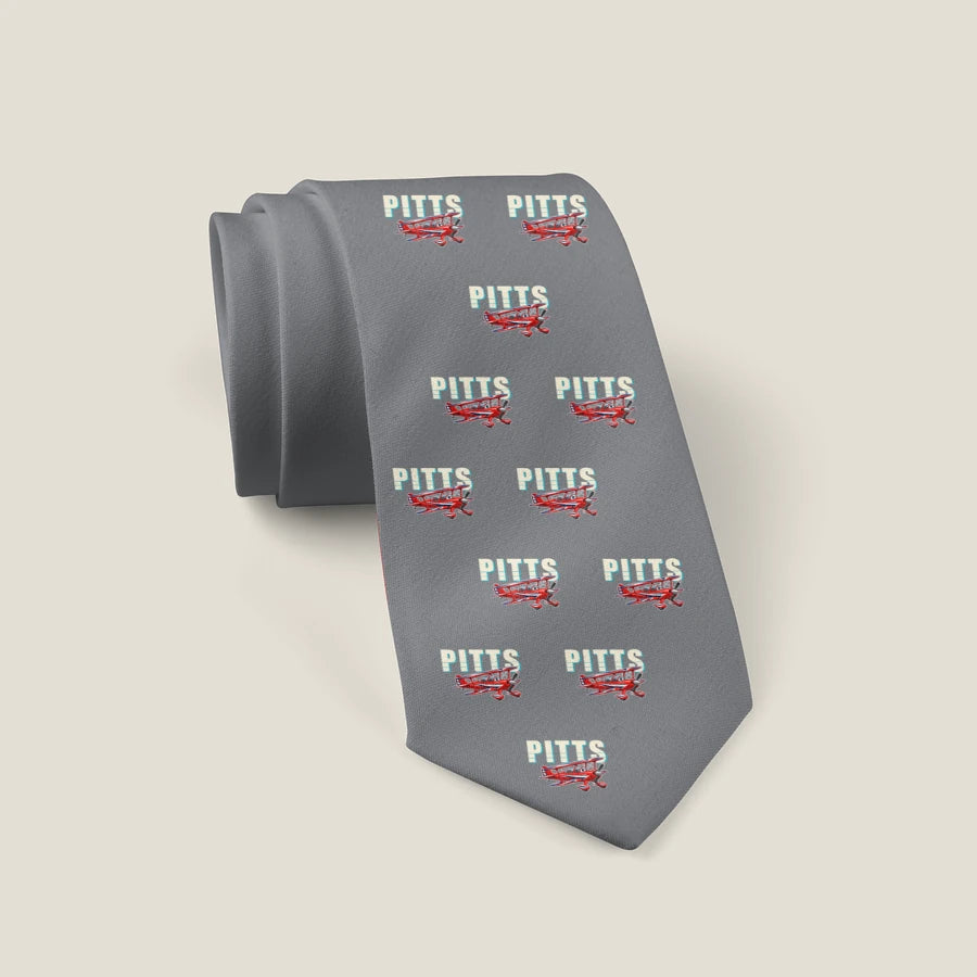Pitts S-2B - Cartoon Pattern - Tie - Gray
