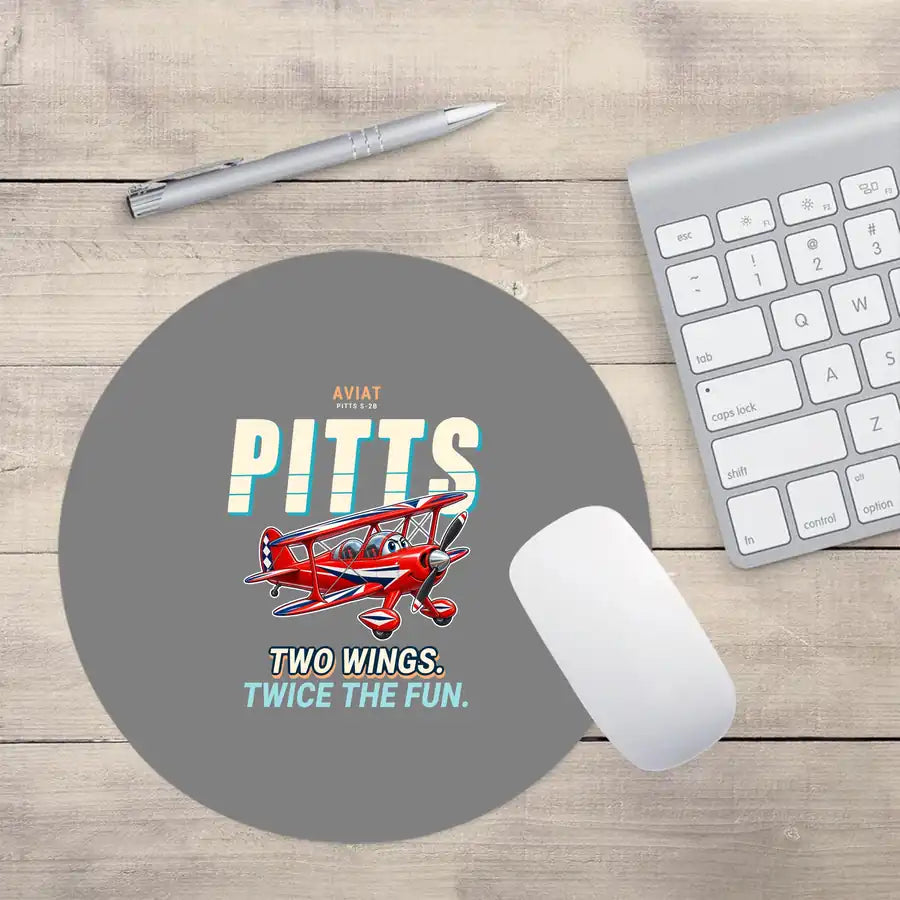Pitts S-2B - Cartoon - Round Mouse Pad - Gray