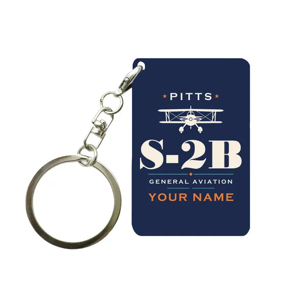 Pitts S-2B - Heritage + Name - Key Chain - Navy Blue