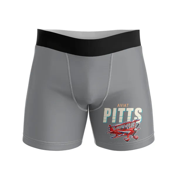 Pitts S-2B - Men Boxers - Cartoon - Gray