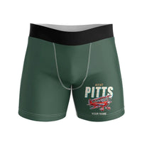 Thumbnail for Pitts S-2B - Men Boxers - Cartoon + Name - Dark Green