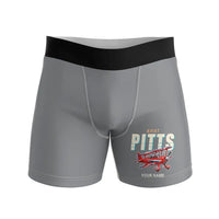 Thumbnail for Pitts S-2B - Men Boxers - Cartoon + Name - Gray