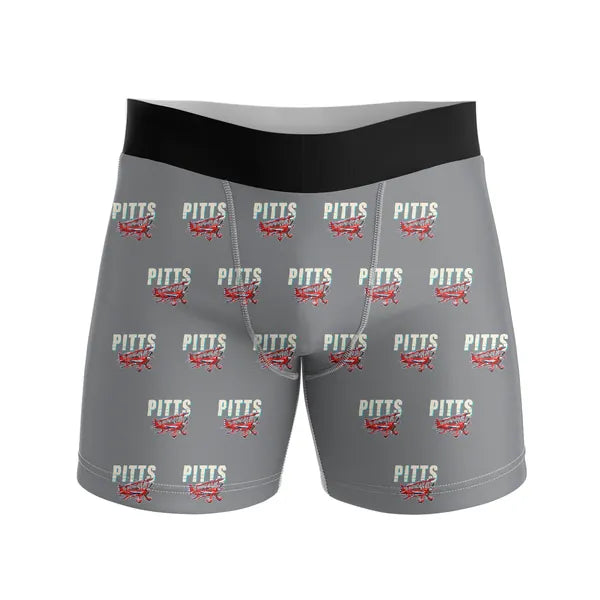 Pitts S-2B - Men Boxers - Cartoon Pattern - Gray