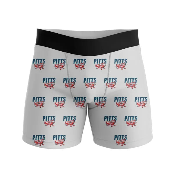 Pitts S-2B - Men Boxers - Cartoon Pattern - Light Gray