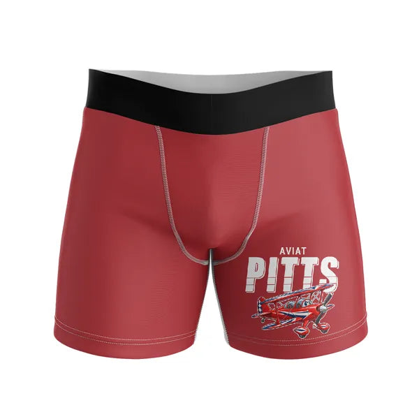 Pitts S-2B - Men Boxers - Cartoon - Red