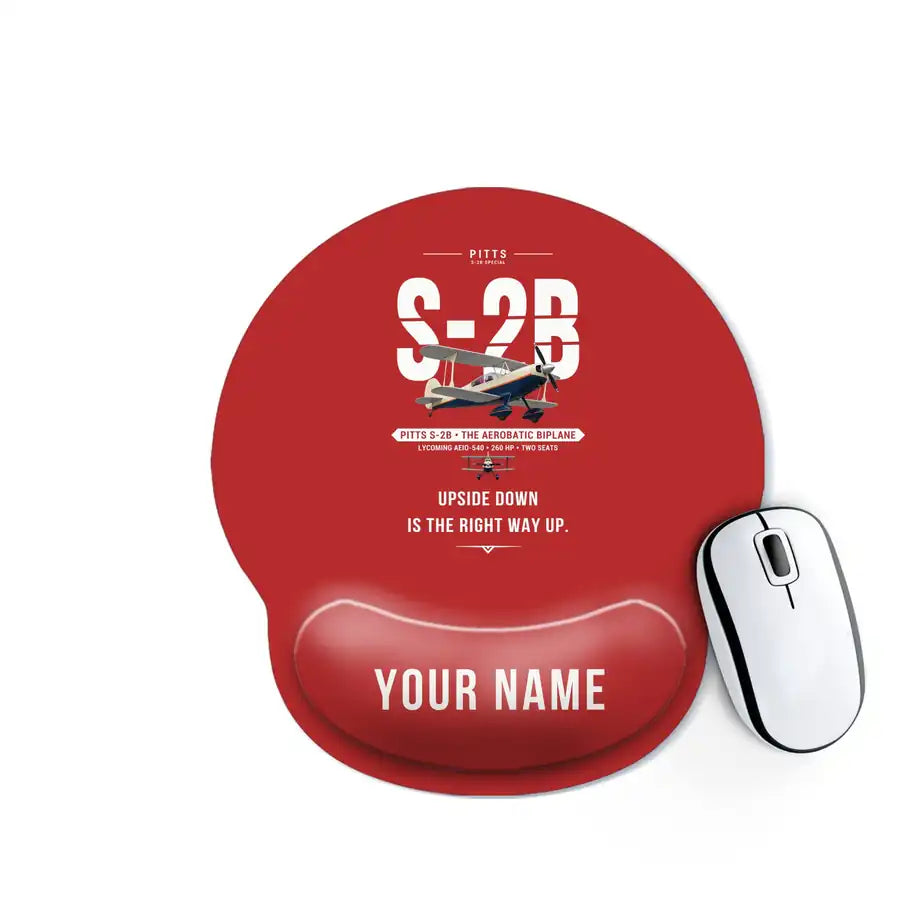 Pitts S-2B - Original + Name - Ergonomic Mouse Pad - Red