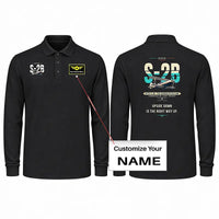 Thumbnail for Pitts S-2B Premium Polo T-Shirts - Original + Name - Long Sleeve - Black