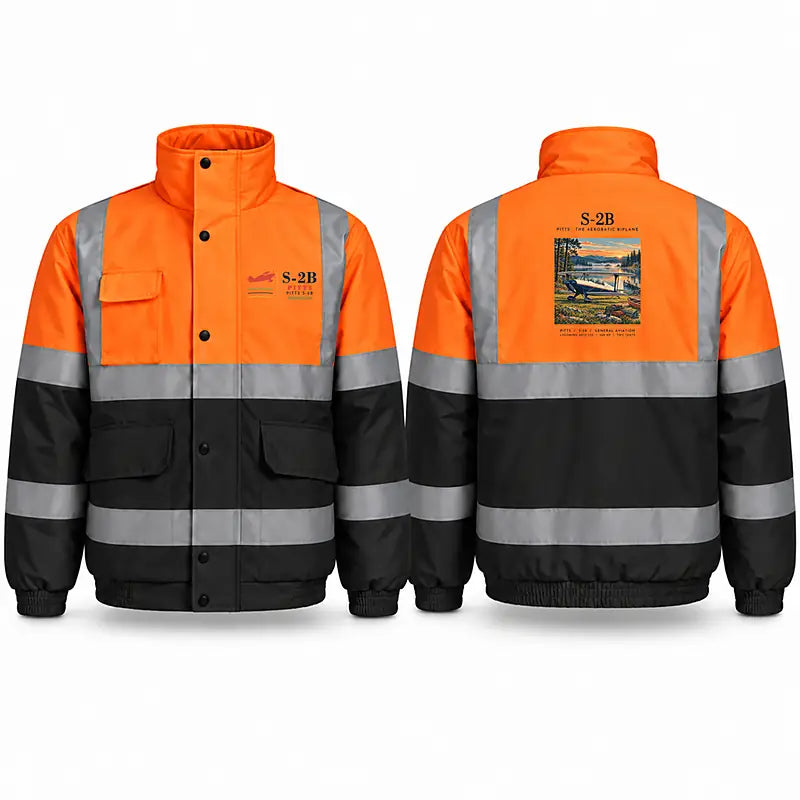 Pitts S-2B Reflective Winter Jackets - Poster - Orange & Navy